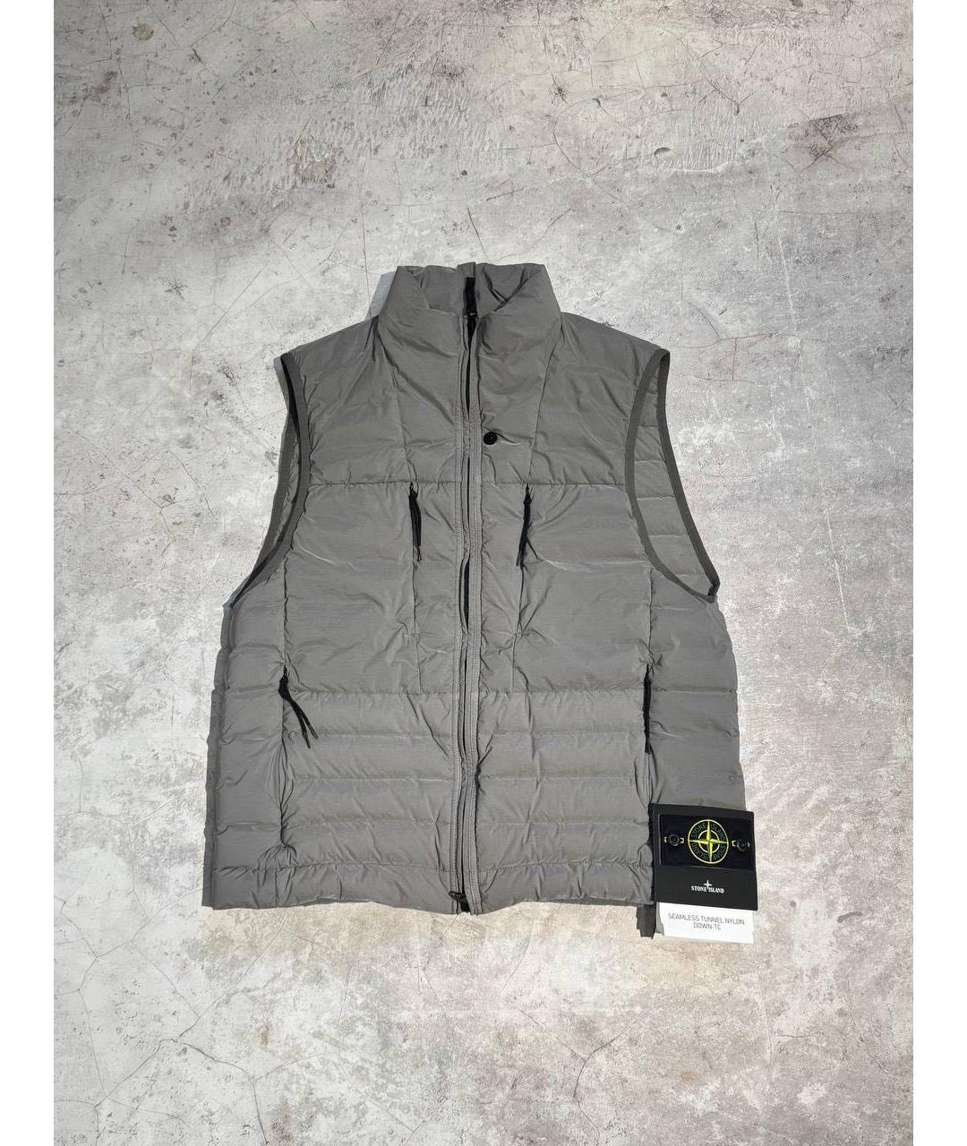 STONE ISLAND Серый нейлоновый жилет, фото 5