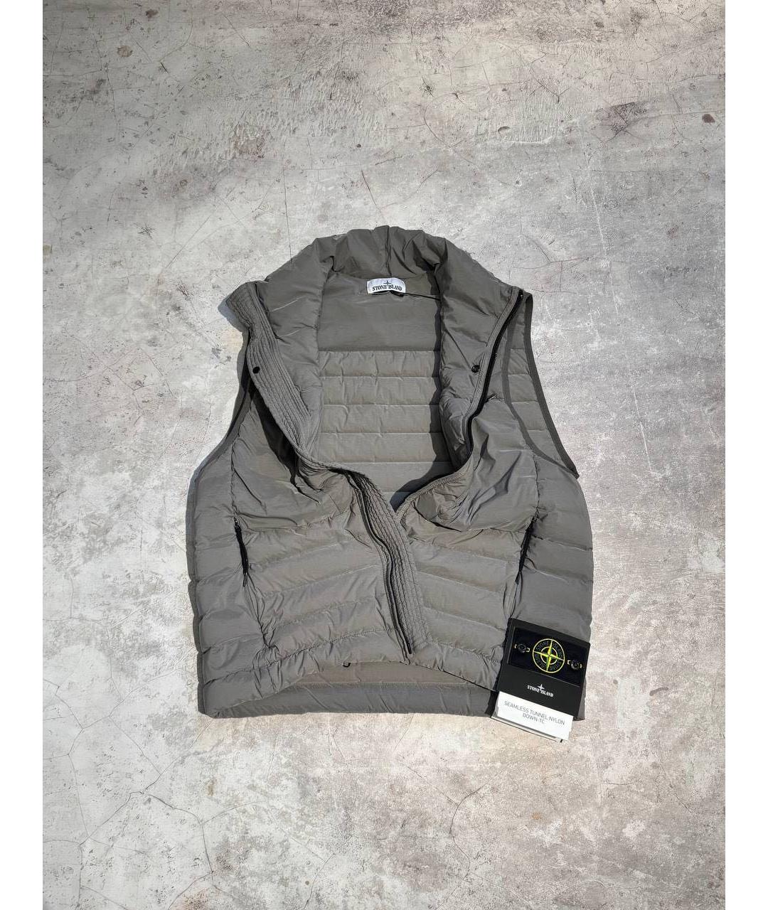 STONE ISLAND Серый нейлоновый жилет, фото 2