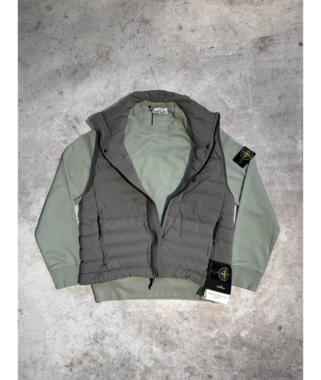 STONE ISLAND Серый нейлоновый жилет, фото 4