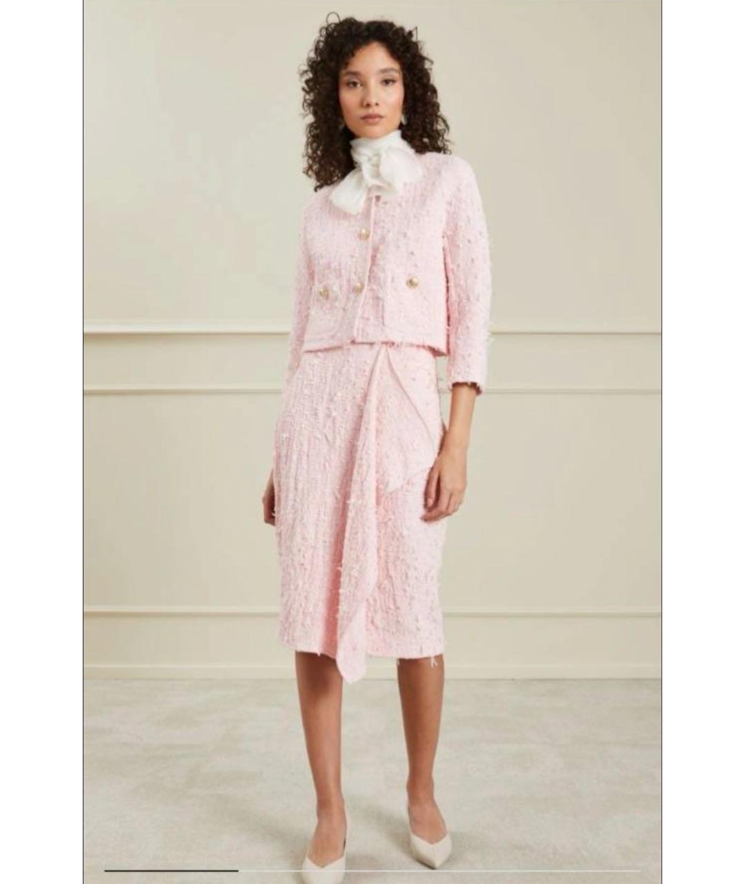 'S MAX MARA Розовая хлопко-эластановая юбка миди, фото 5