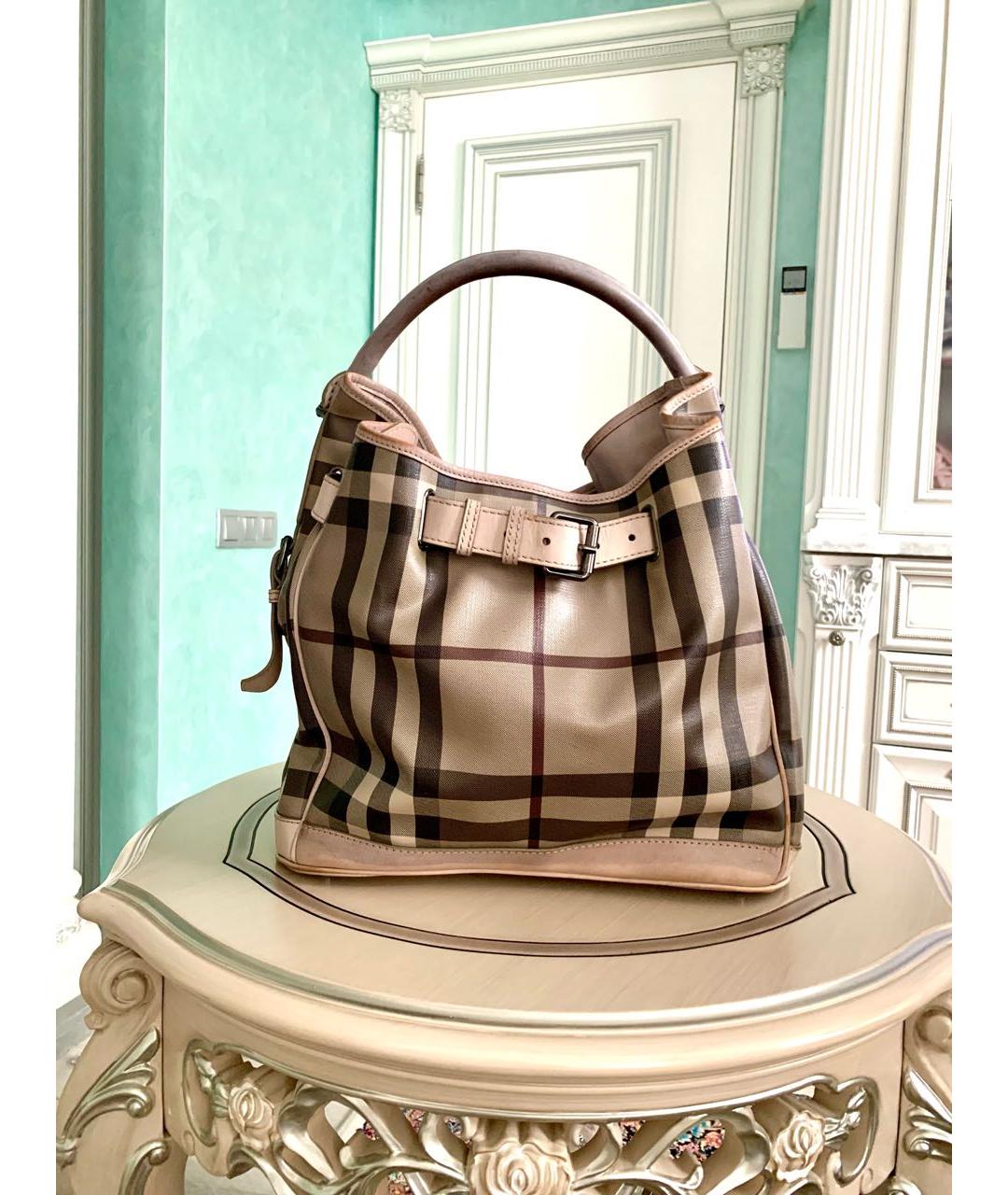 BURBERRY Коричневая сумка тоут из канвы, фото 3