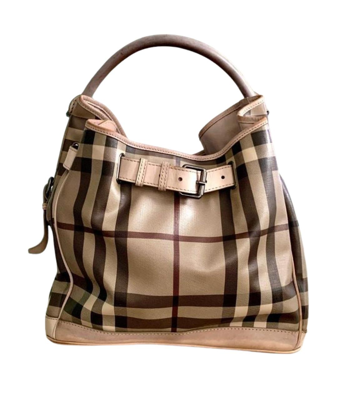 BURBERRY Коричневая сумка тоут из канвы, фото 1