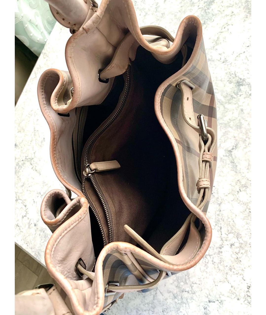 BURBERRY Коричневая сумка тоут из канвы, фото 4