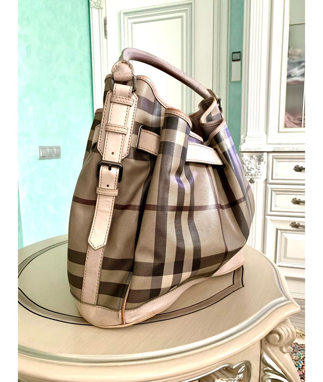 BURBERRY Коричневая сумка тоут из канвы, фото 2
