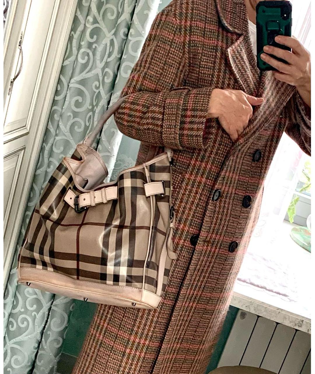 BURBERRY Коричневая сумка тоут из канвы, фото 7