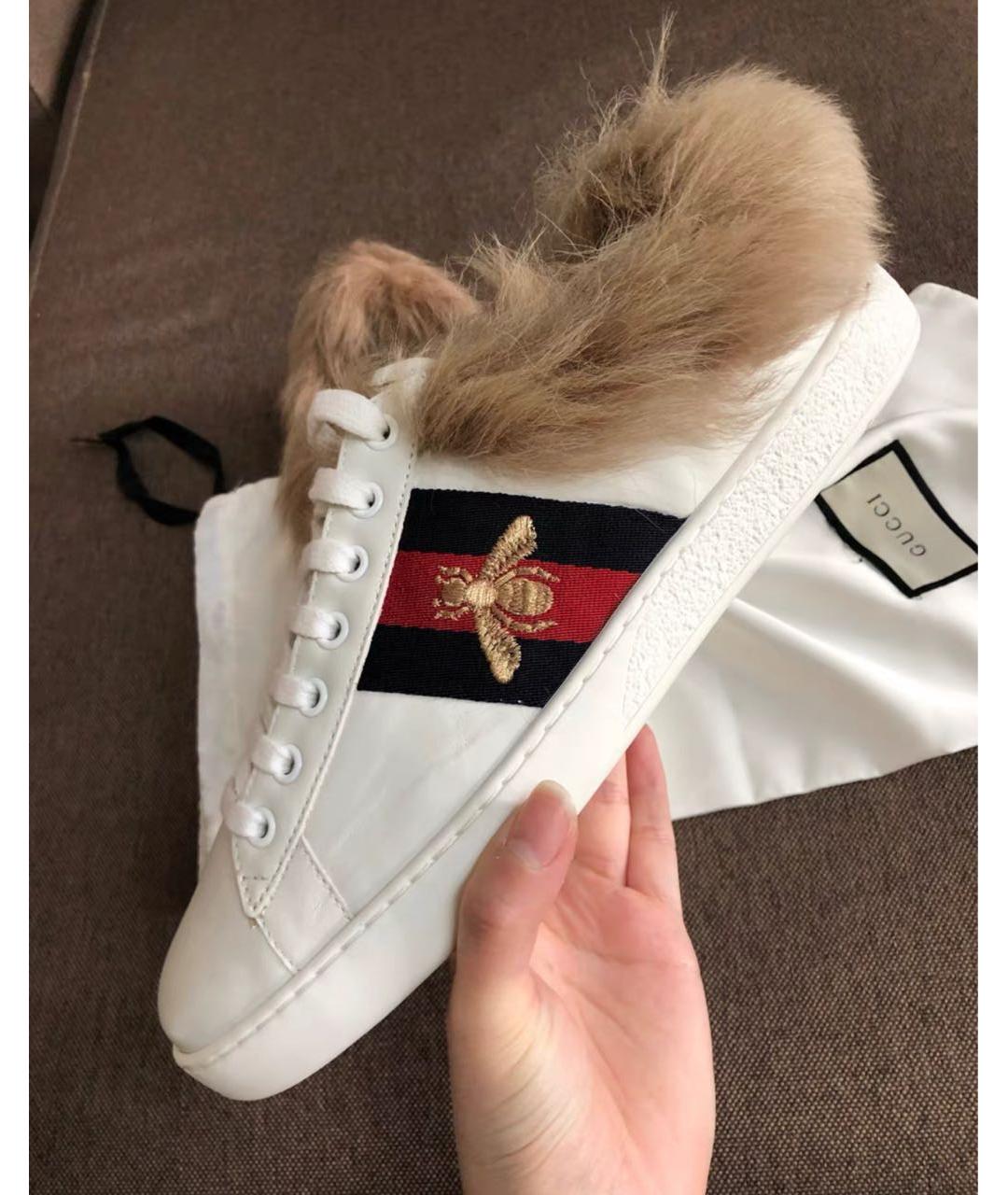 GUCCI Белые кожаные кеды, фото 3