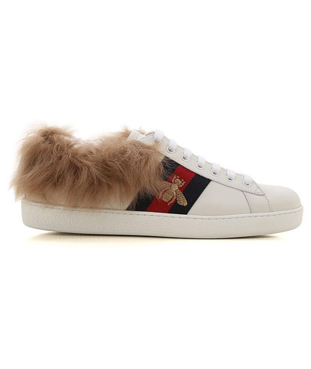 GUCCI Белые кожаные кеды, фото 6