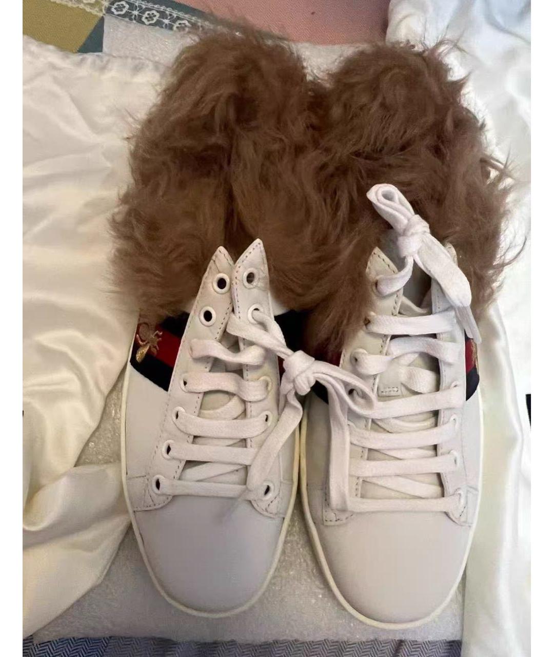 GUCCI Белые кожаные кеды, фото 5