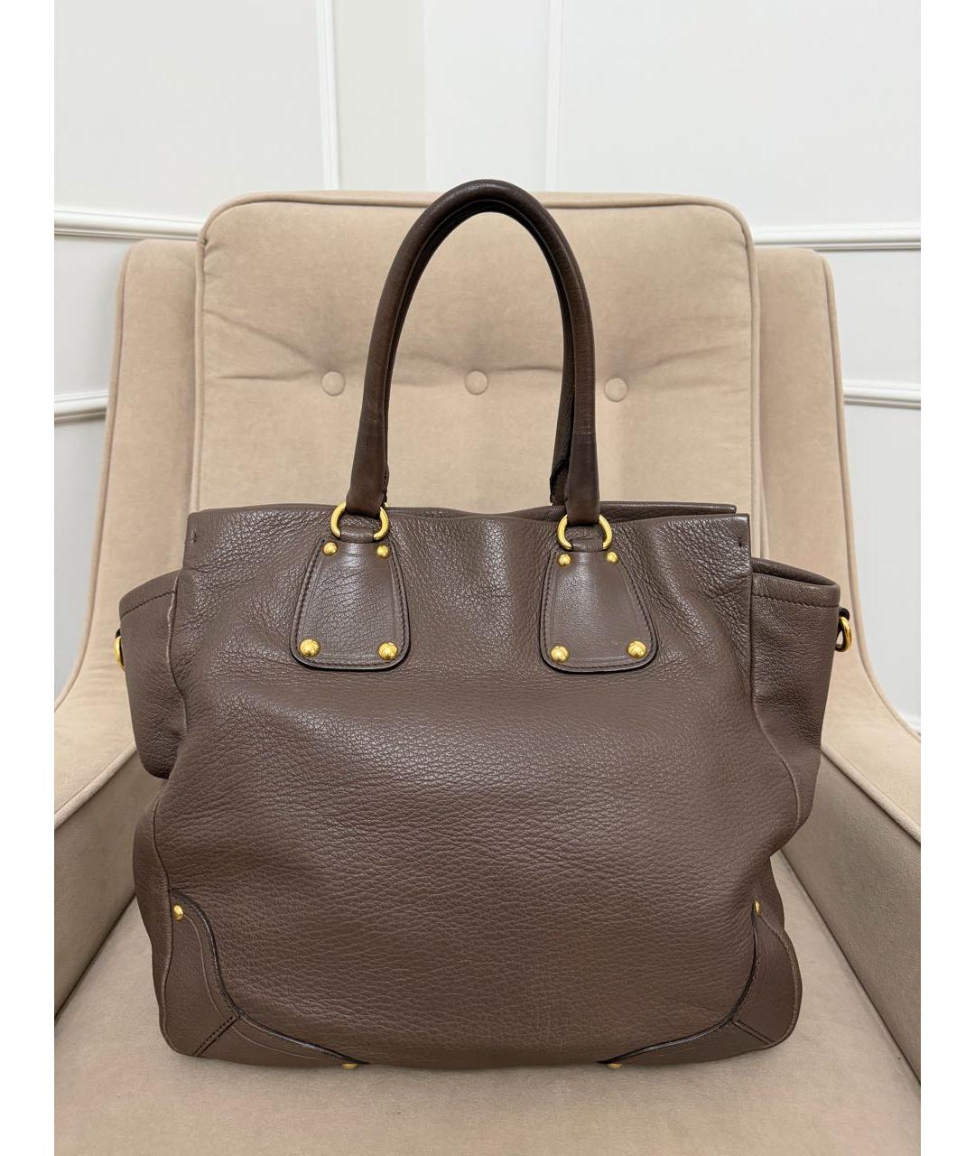 PRADA Коричневая кожаная сумка тоут, фото 3