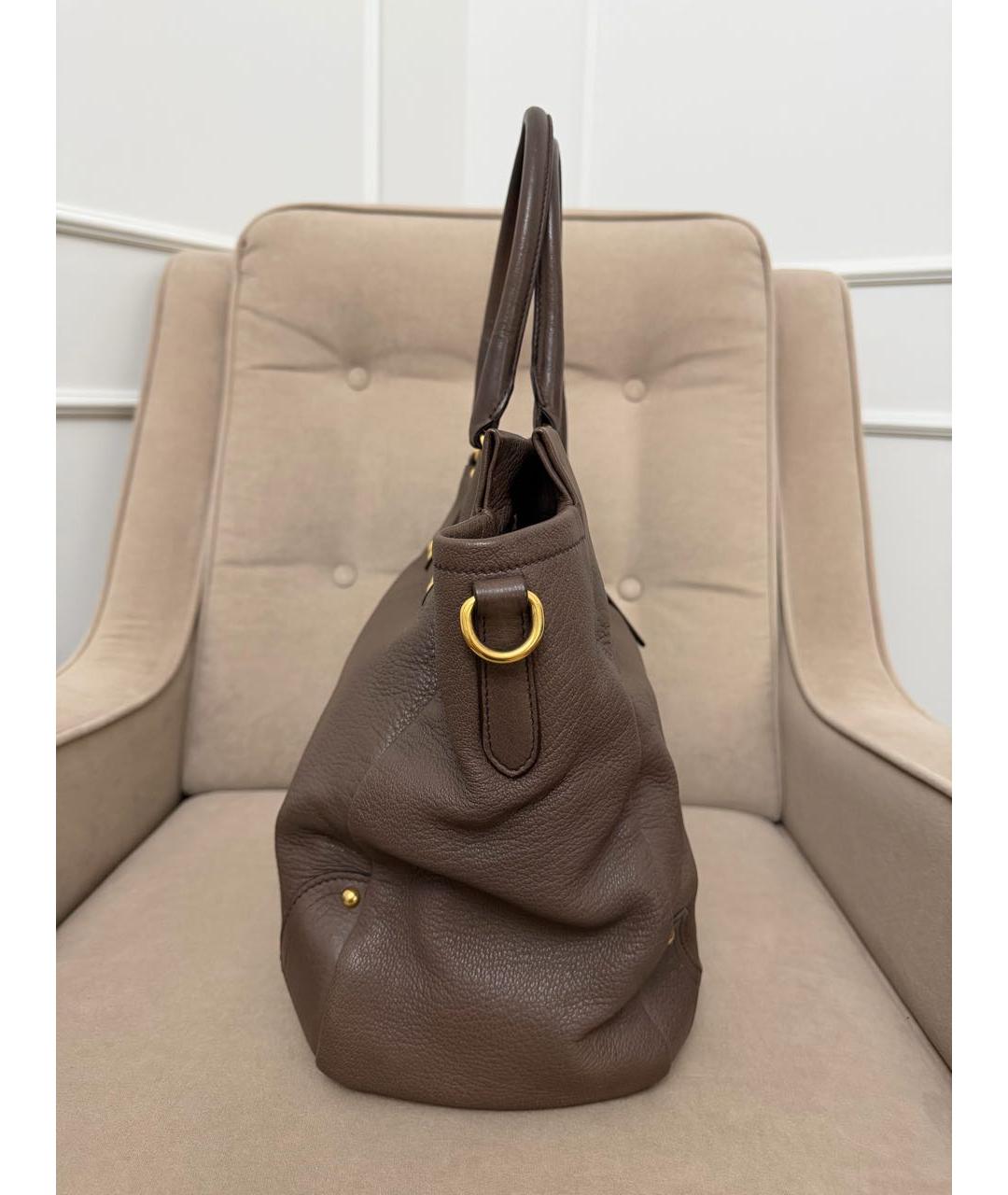 PRADA Коричневая кожаная сумка тоут, фото 5