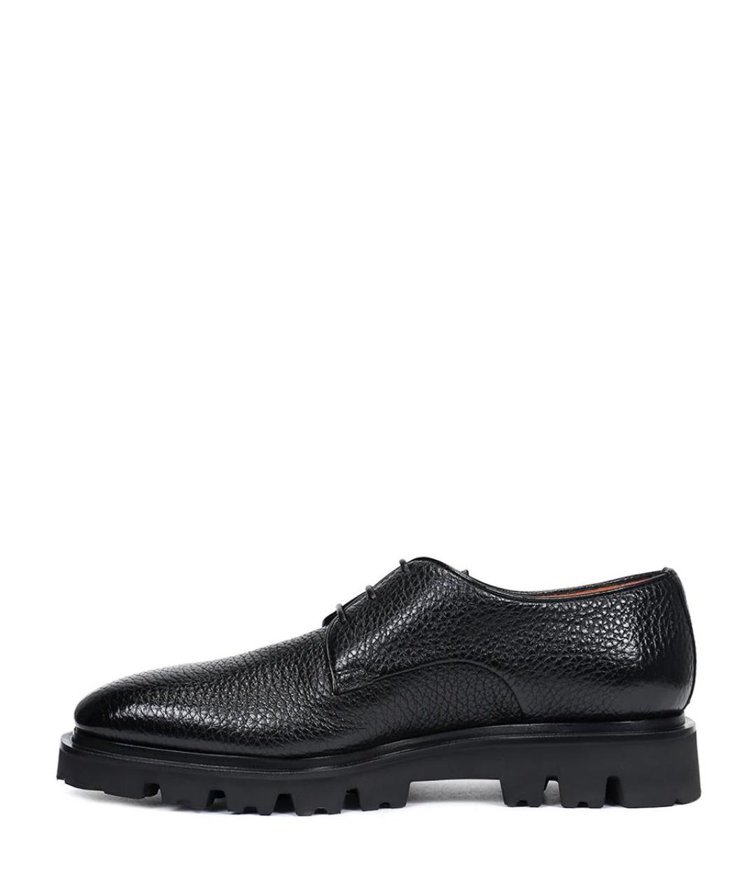 SANTONI Черные кожаные низкие ботинки, фото 3