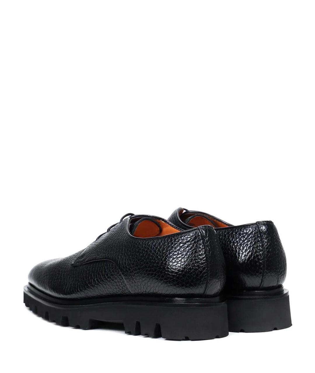 SANTONI Черные кожаные низкие ботинки, фото 4