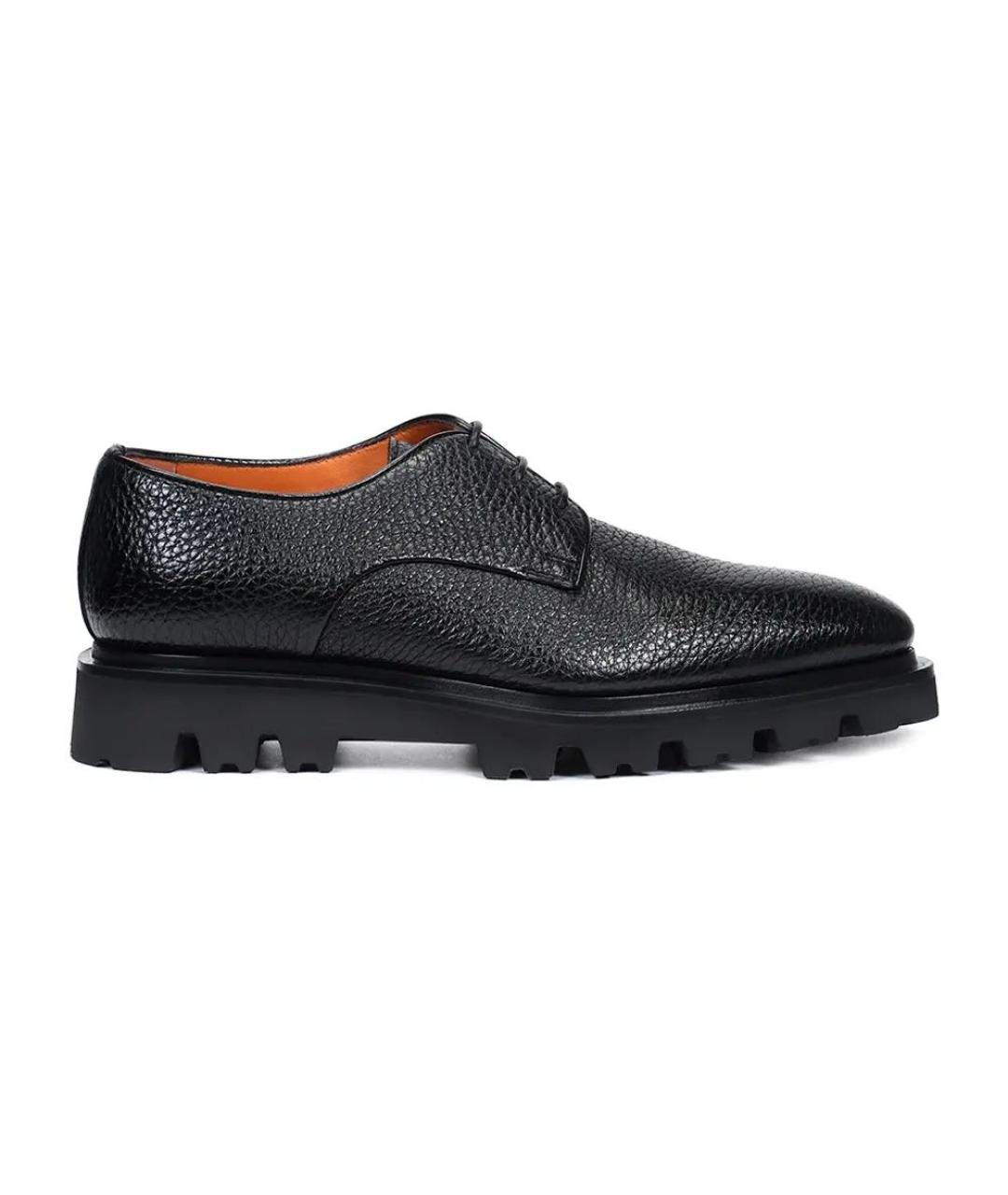 SANTONI Черные кожаные низкие ботинки, фото 6