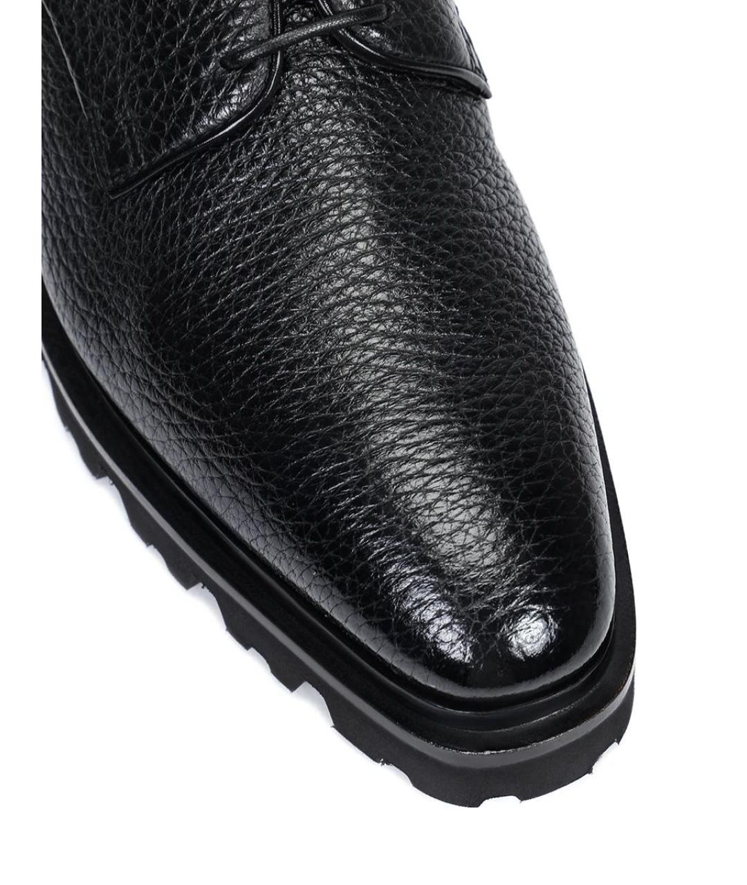 SANTONI Черные кожаные низкие ботинки, фото 5