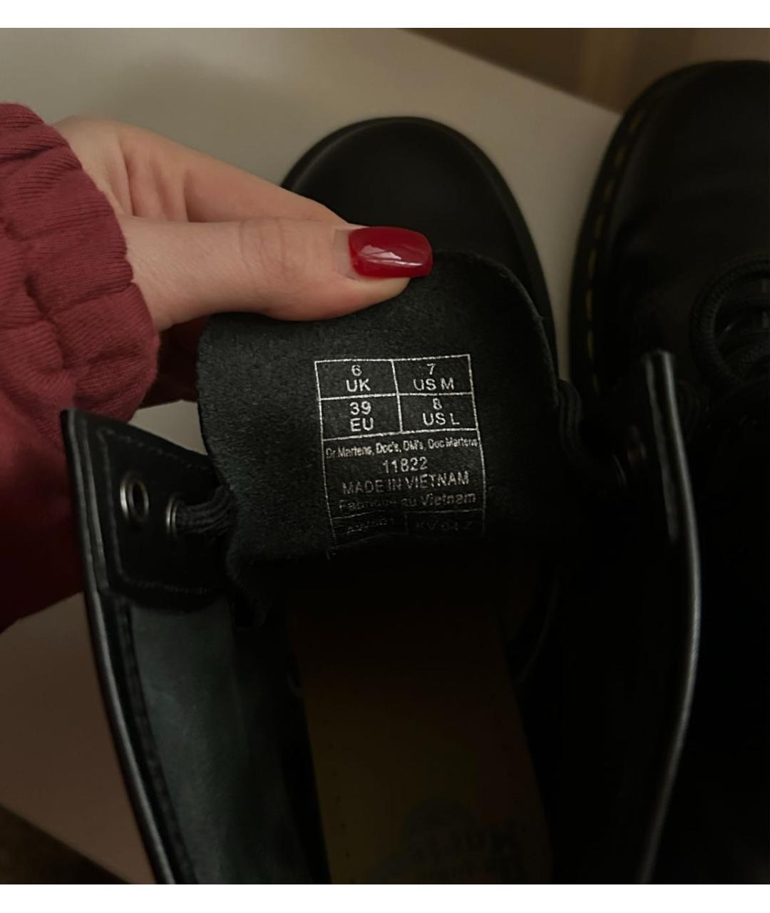DR. MARTENS Черные кожаные ботинки, фото 5