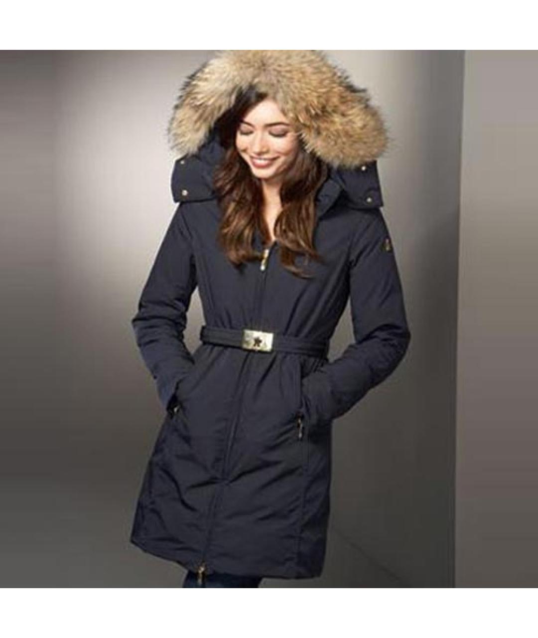MONCLER Темно-синий полиэстеровый пуховик, фото 6
