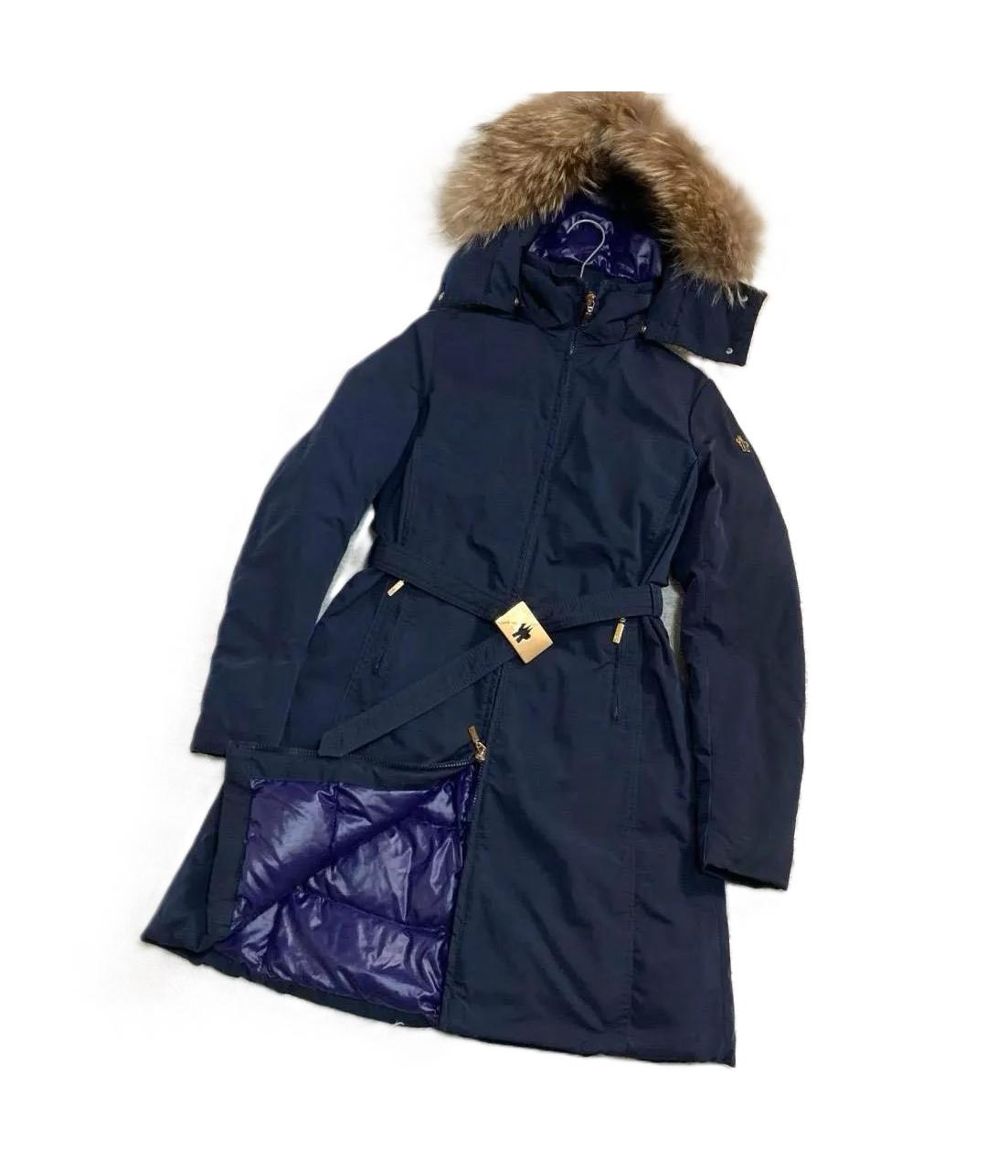 MONCLER Темно-синий полиэстеровый пуховик, фото 10
