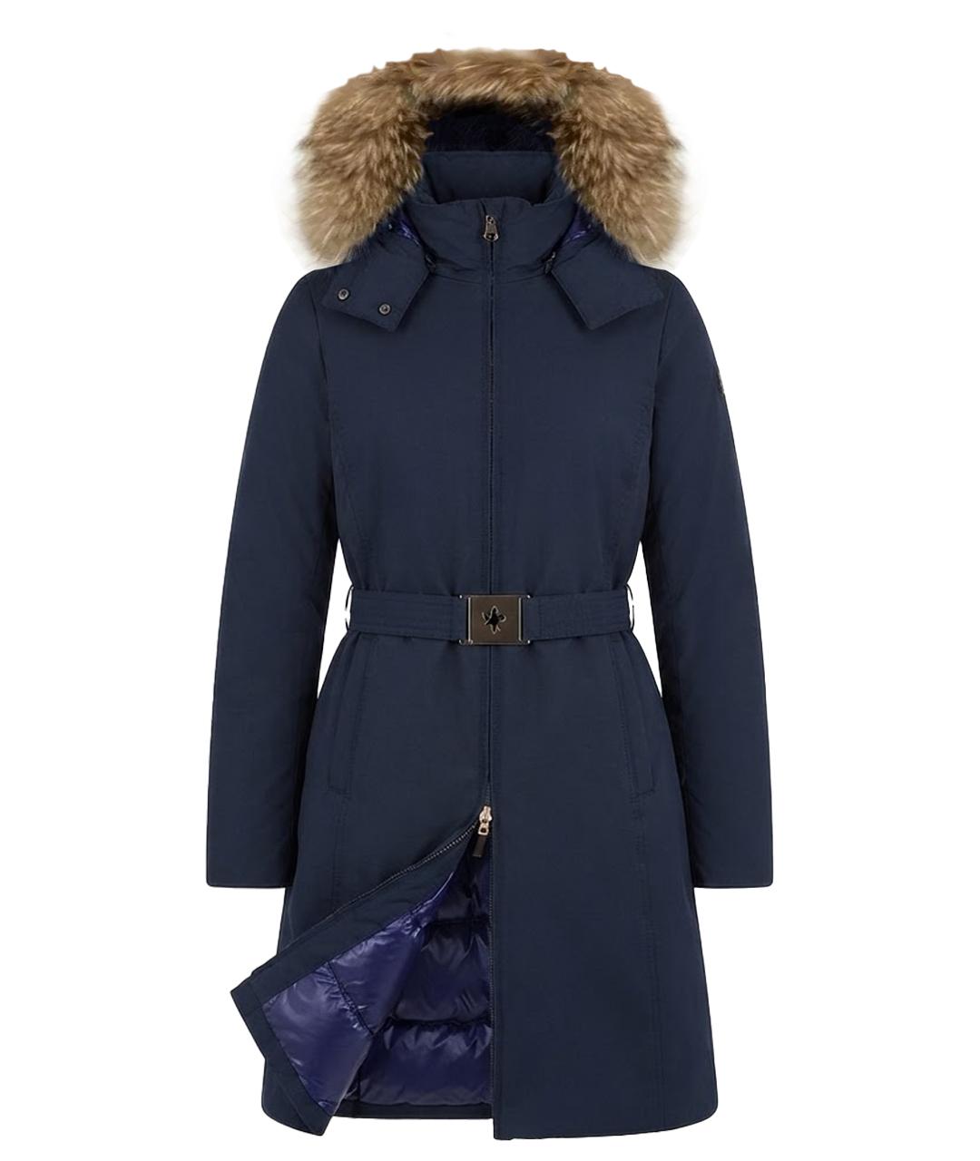 MONCLER Темно-синий полиэстеровый пуховик, фото 1