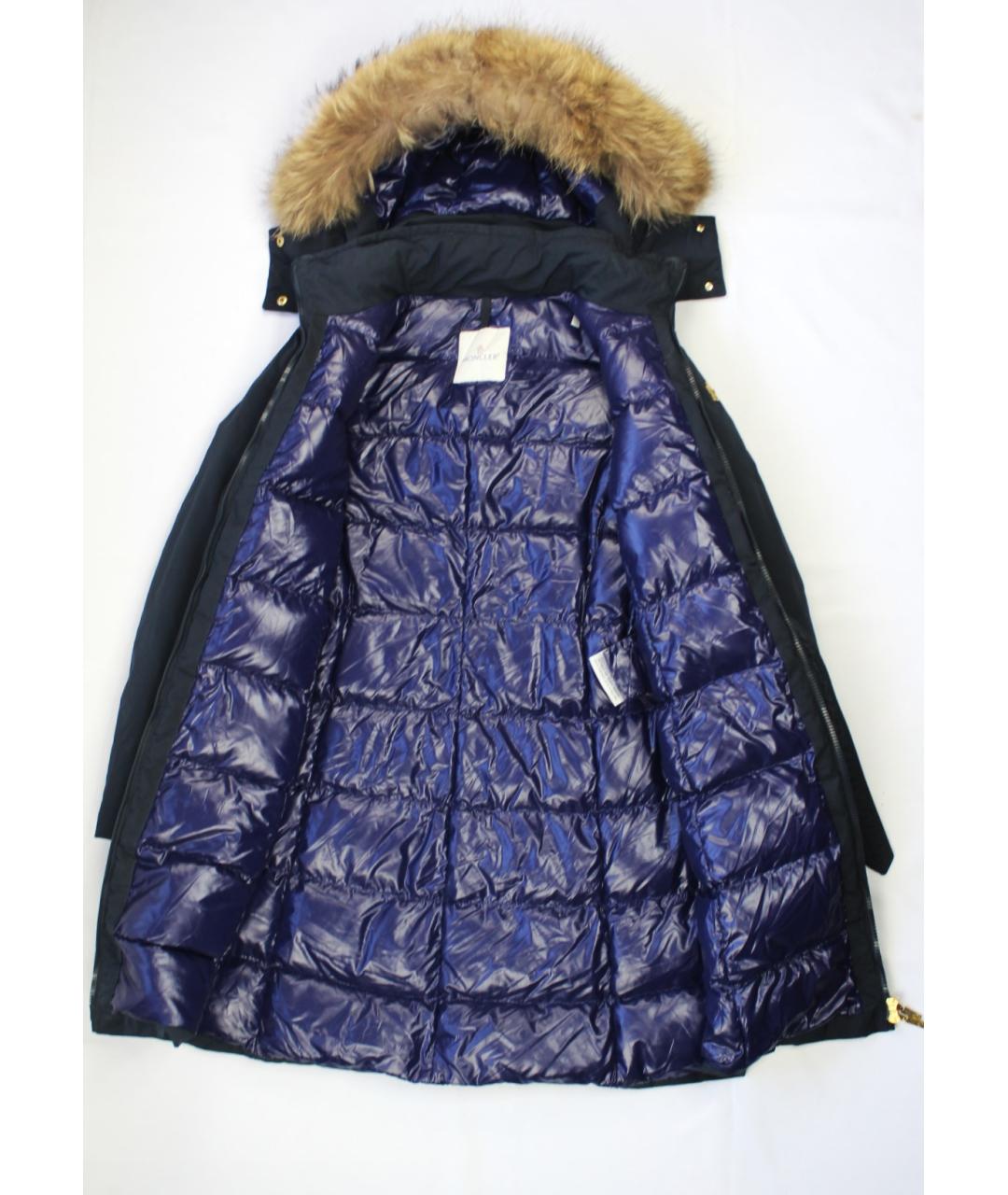 MONCLER Темно-синий полиэстеровый пуховик, фото 5