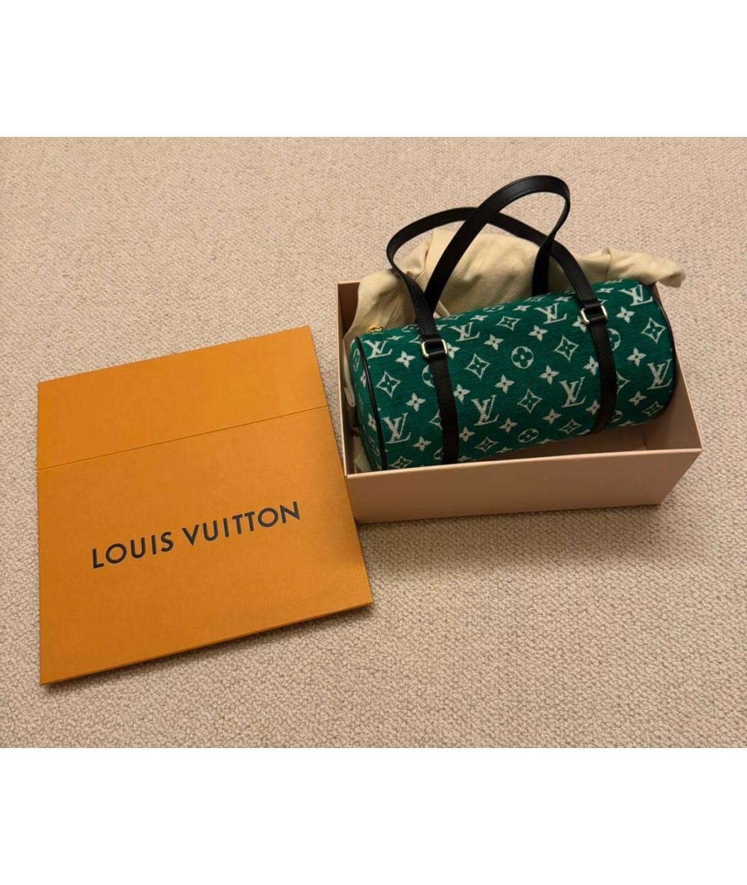LOUIS VUITTON Зеленая жаккардовая сумка с короткими ручками, фото 2