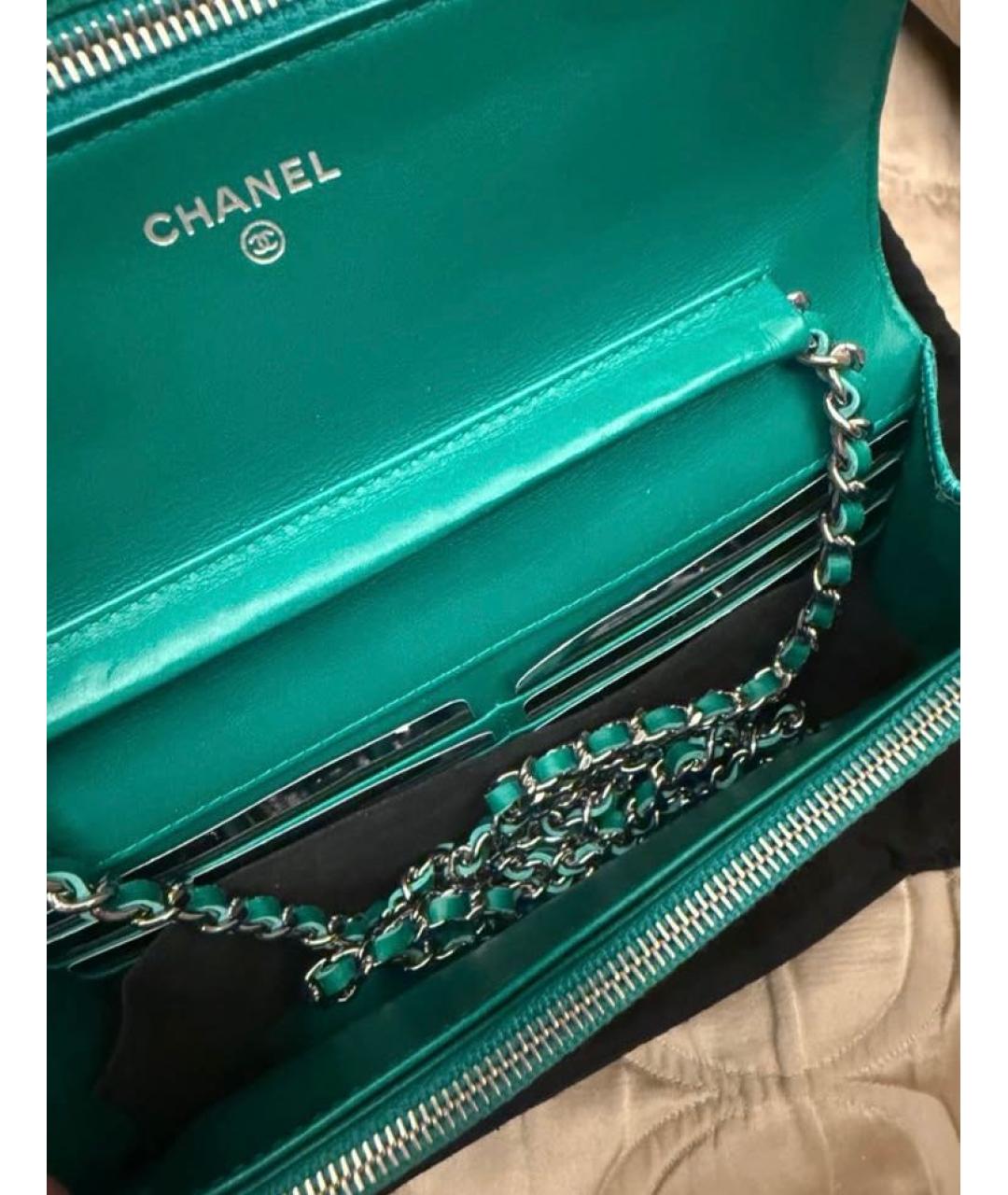 CHANEL Бирюзовая сумка с короткими ручками из кожи аллигатора, фото 5