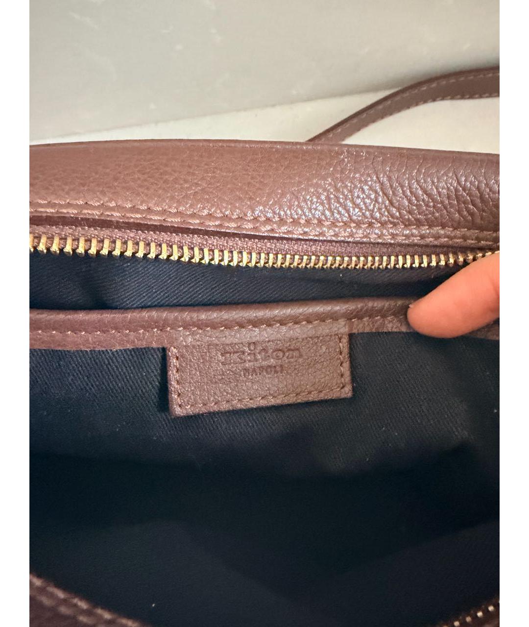 KITON Коричневая кожаная сумка через плечо, фото 4