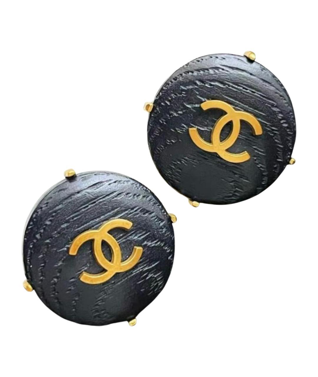 CHANEL Черные клипсы, фото 1
