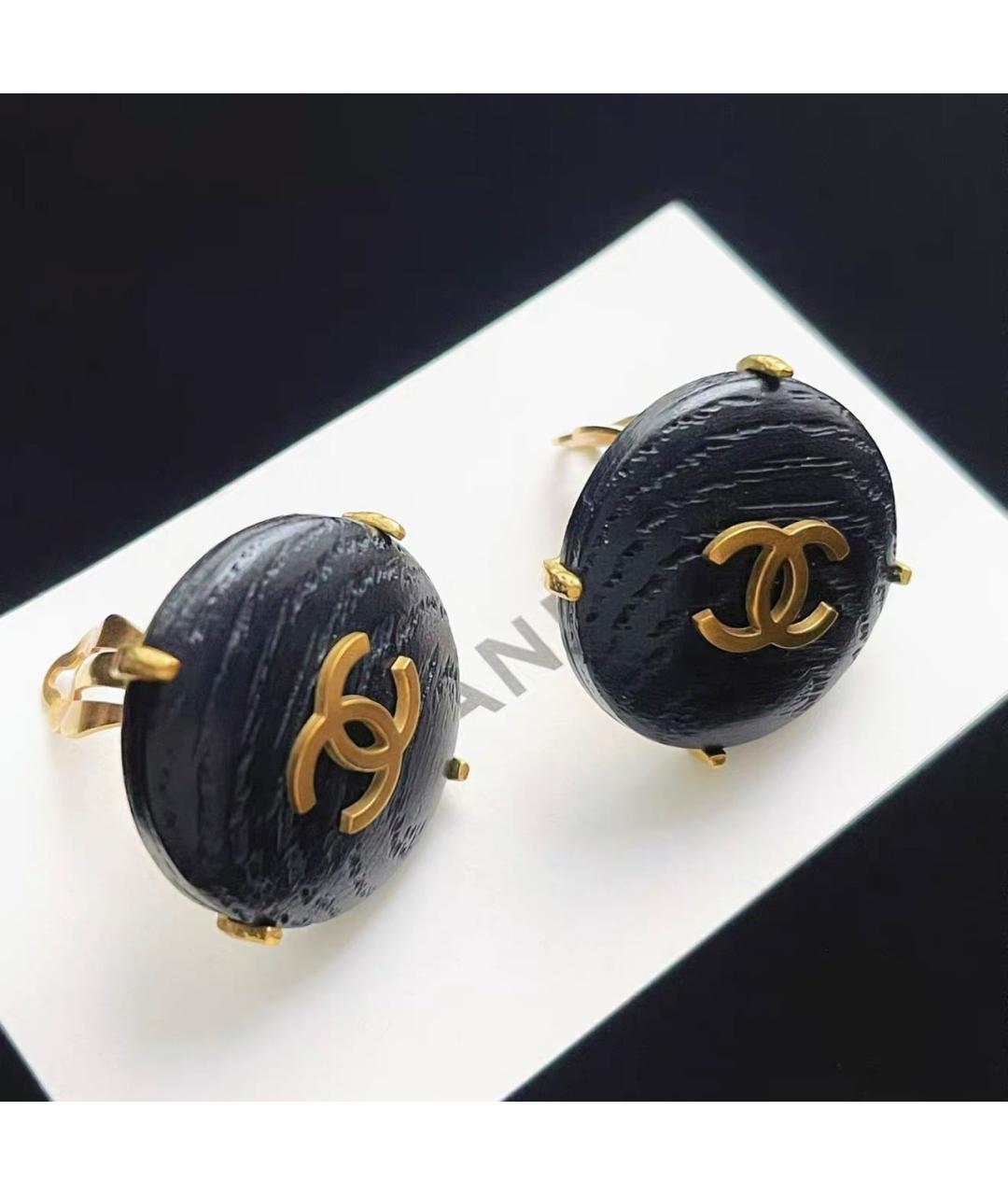 CHANEL Черные клипсы, фото 2