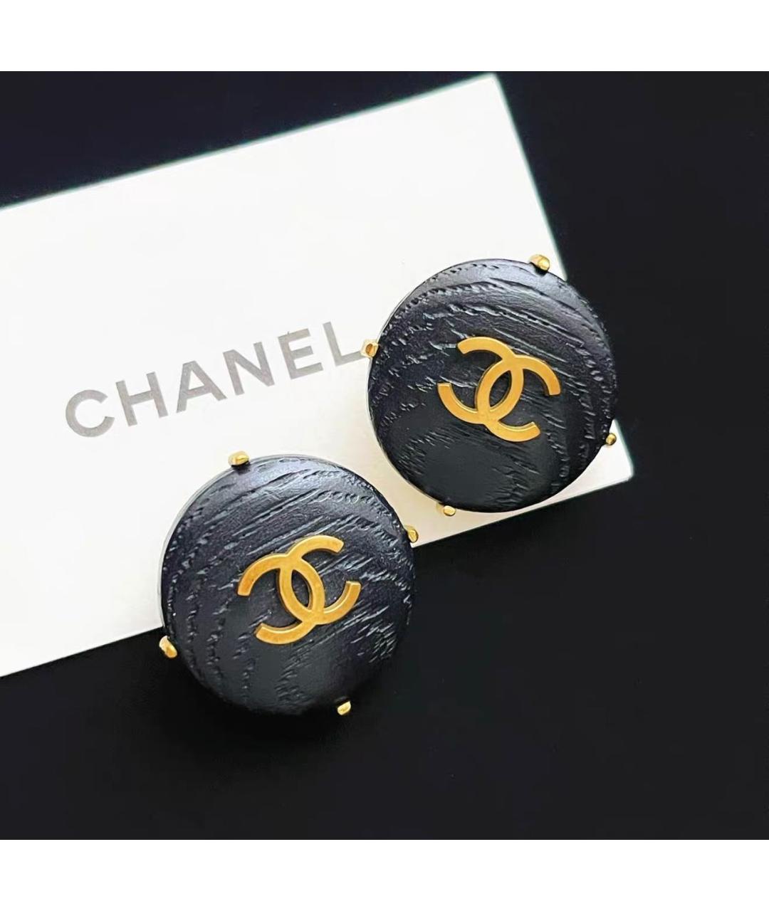 CHANEL Черные клипсы, фото 5