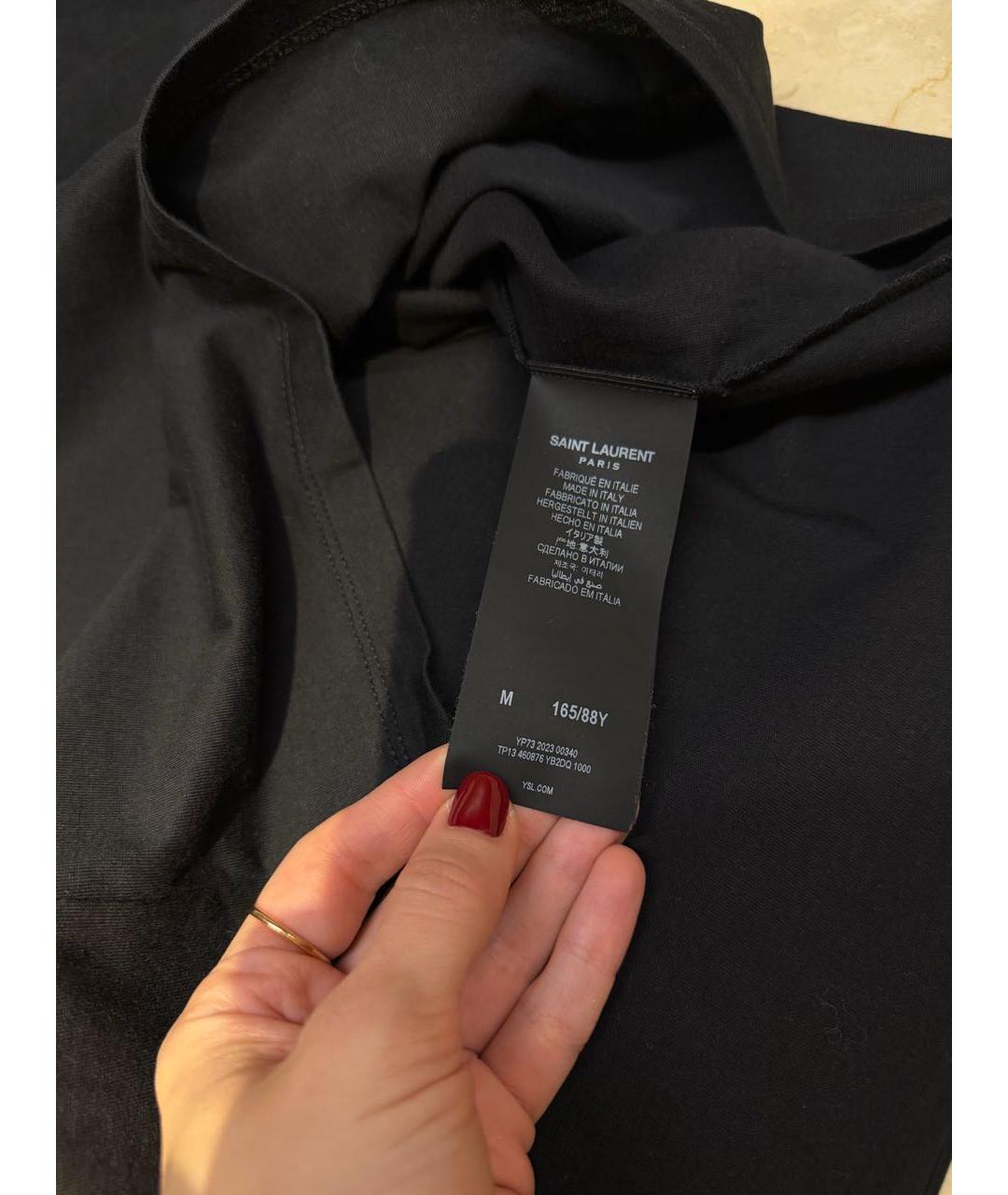 SAINT LAURENT Черная хлопковая футболка, фото 6