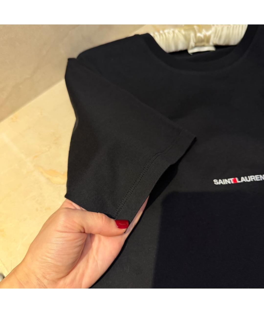 SAINT LAURENT Черная хлопковая футболка, фото 4