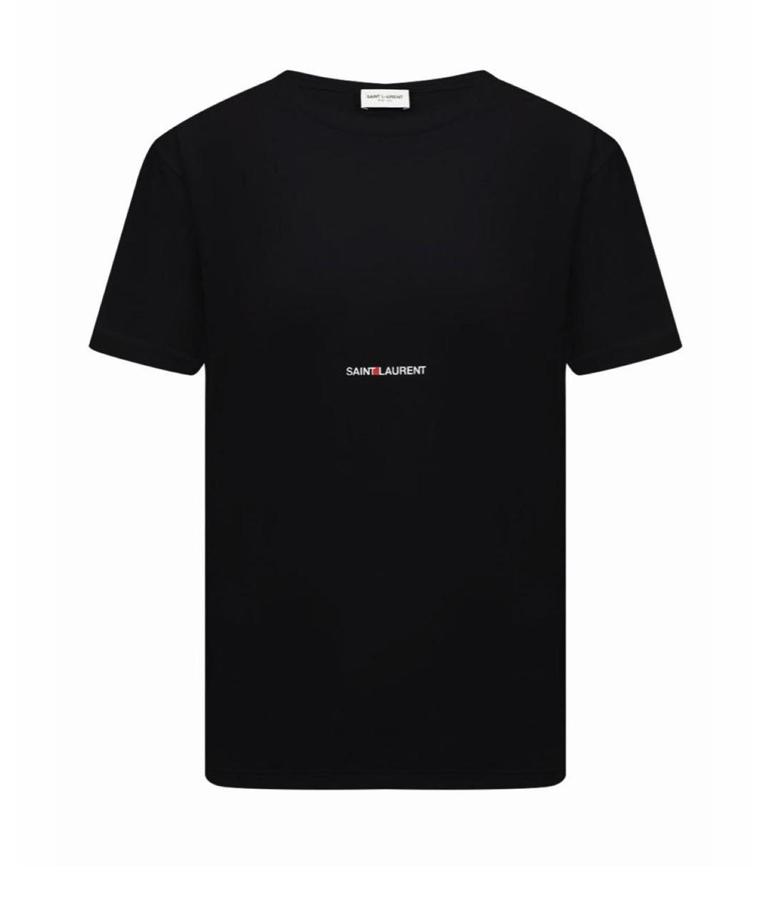 SAINT LAURENT Черная хлопковая футболка, фото 1