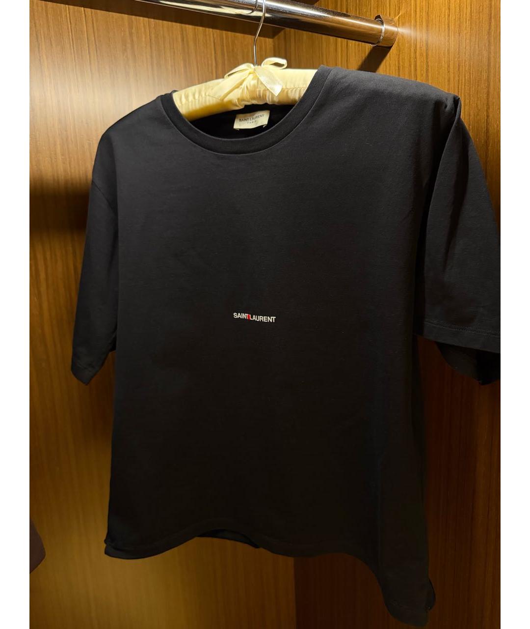 SAINT LAURENT Черная хлопковая футболка, фото 2