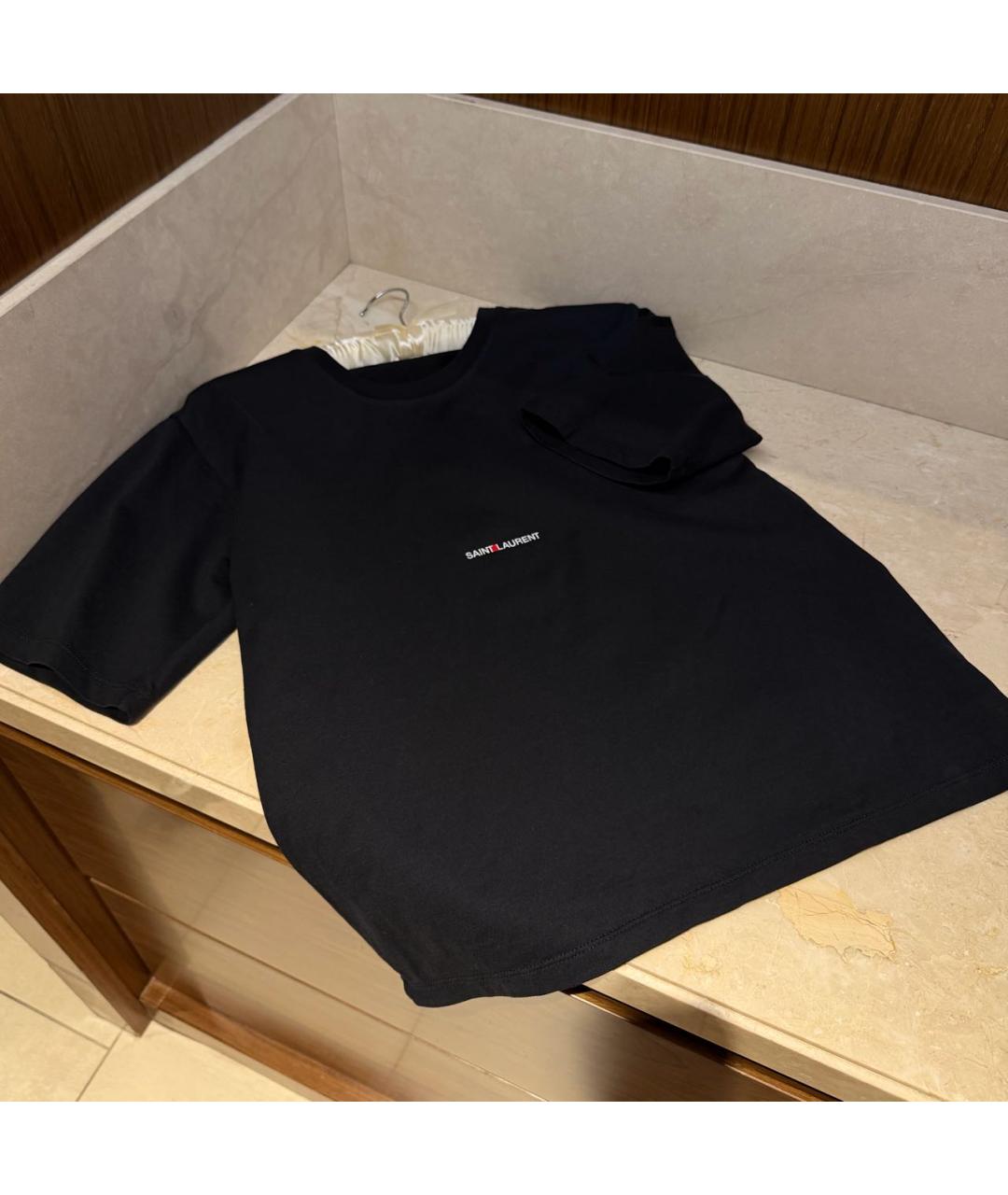 SAINT LAURENT Черная хлопковая футболка, фото 3