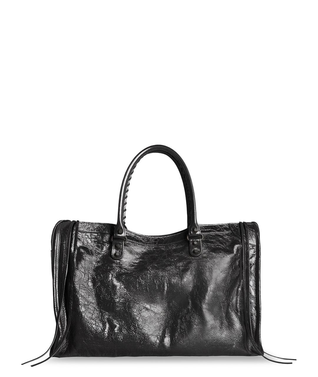 BALENCIAGA Черная кожаная сумка тоут, фото 2
