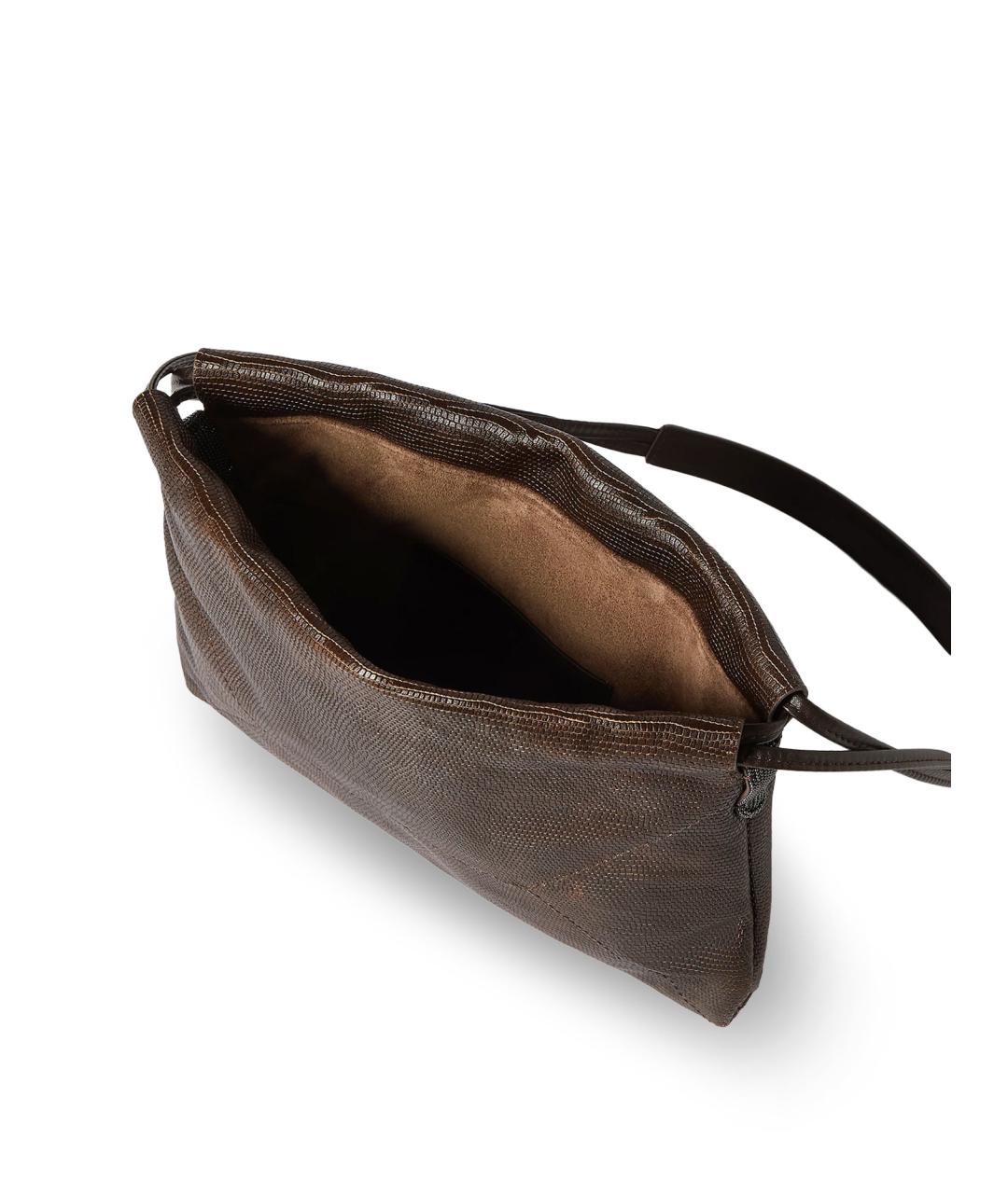 BRUNELLO CUCINELLI Коричневая кожаная сумка через плечо, фото 4
