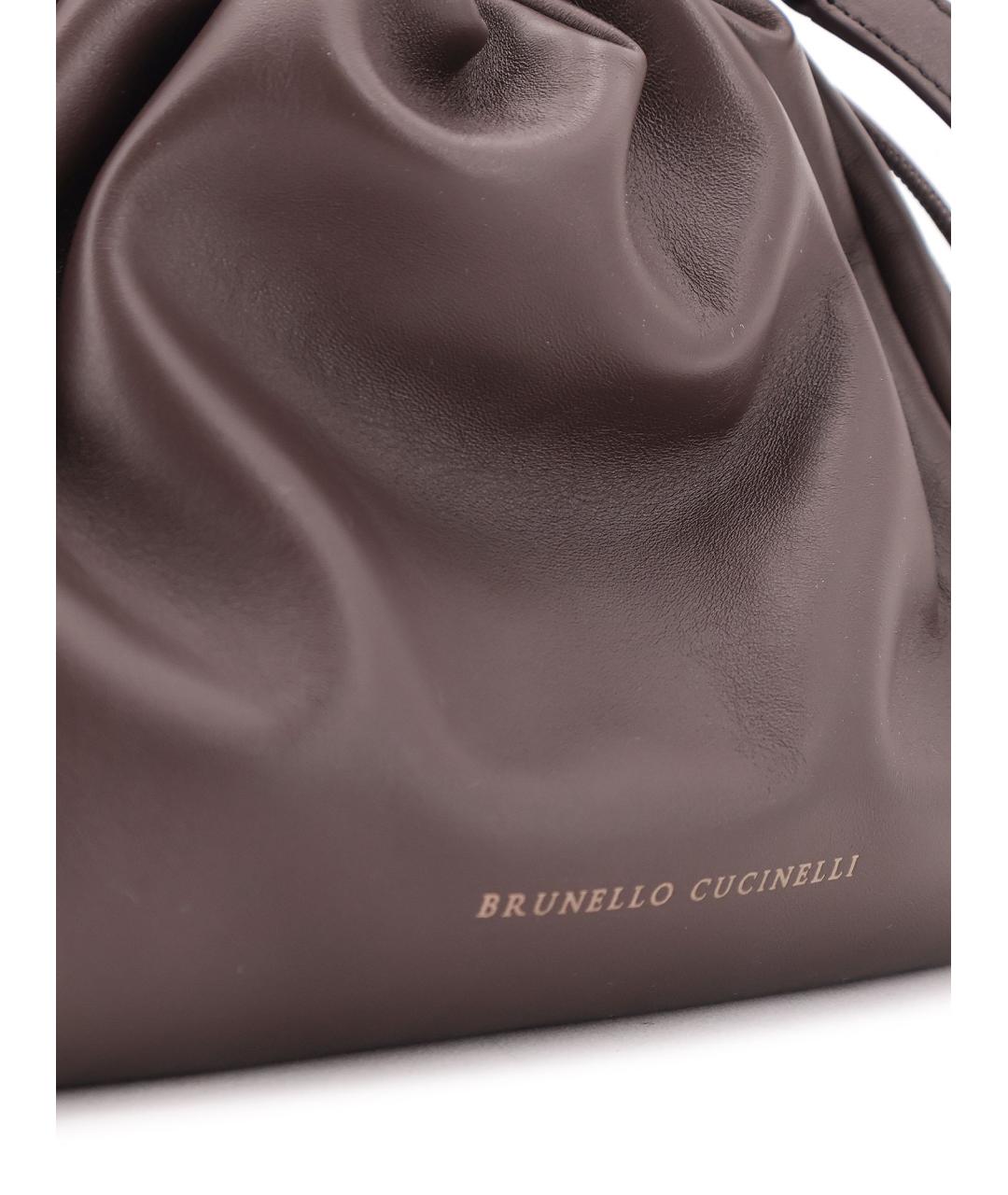 BRUNELLO CUCINELLI Коричневая кожаная сумка через плечо, фото 5
