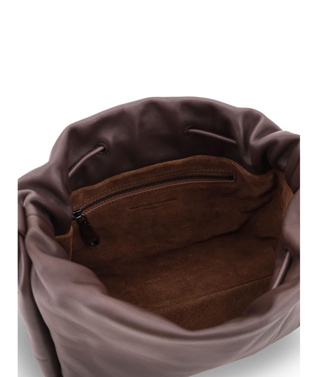 BRUNELLO CUCINELLI Коричневая кожаная сумка через плечо, фото 4