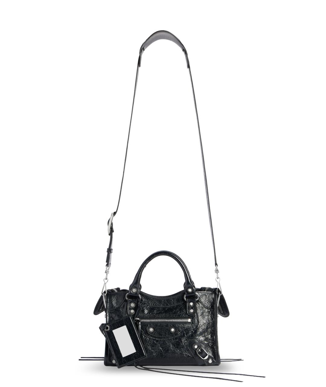 BALENCIAGA Черная кожаная сумка тоут, фото 4