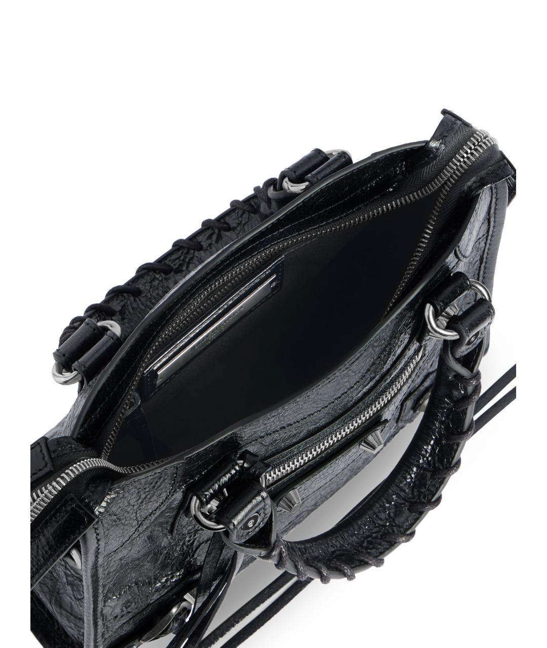 BALENCIAGA Черная кожаная сумка тоут, фото 5