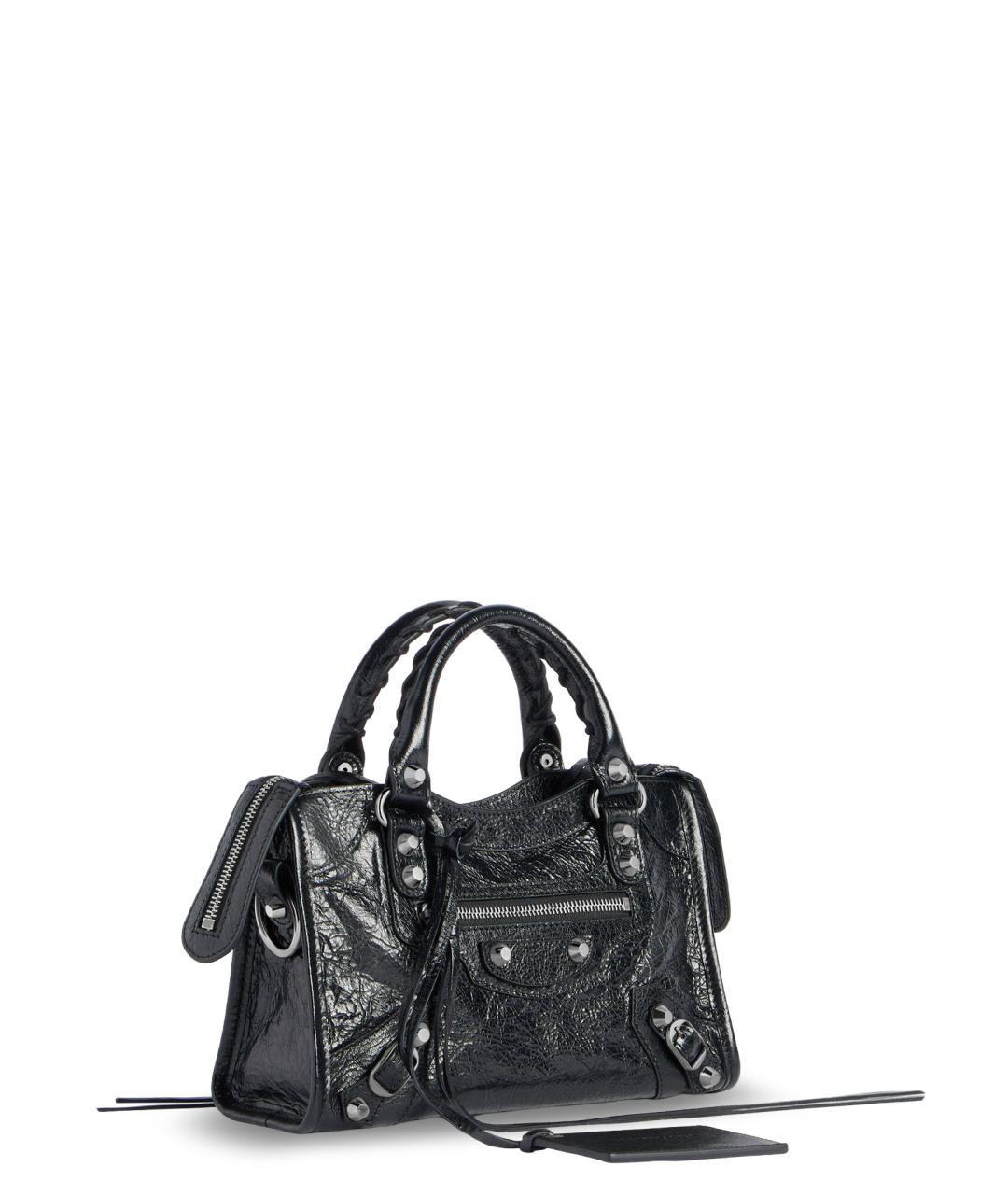 BALENCIAGA Черная кожаная сумка тоут, фото 3