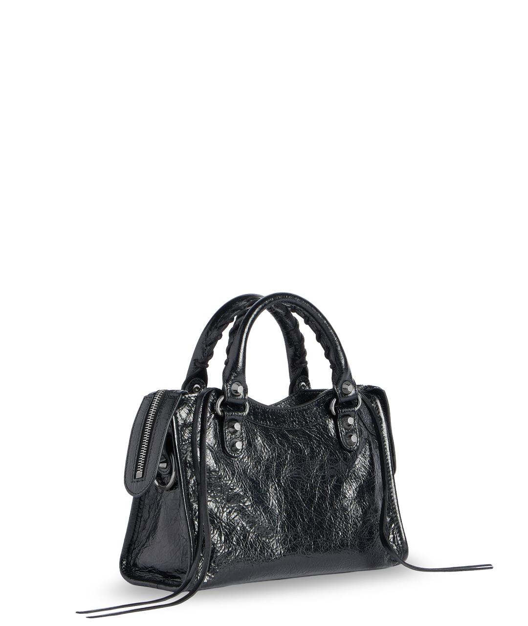 BALENCIAGA Черная кожаная сумка тоут, фото 2