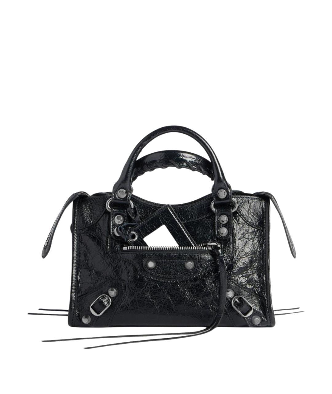 BALENCIAGA Черная кожаная сумка тоут, фото 1