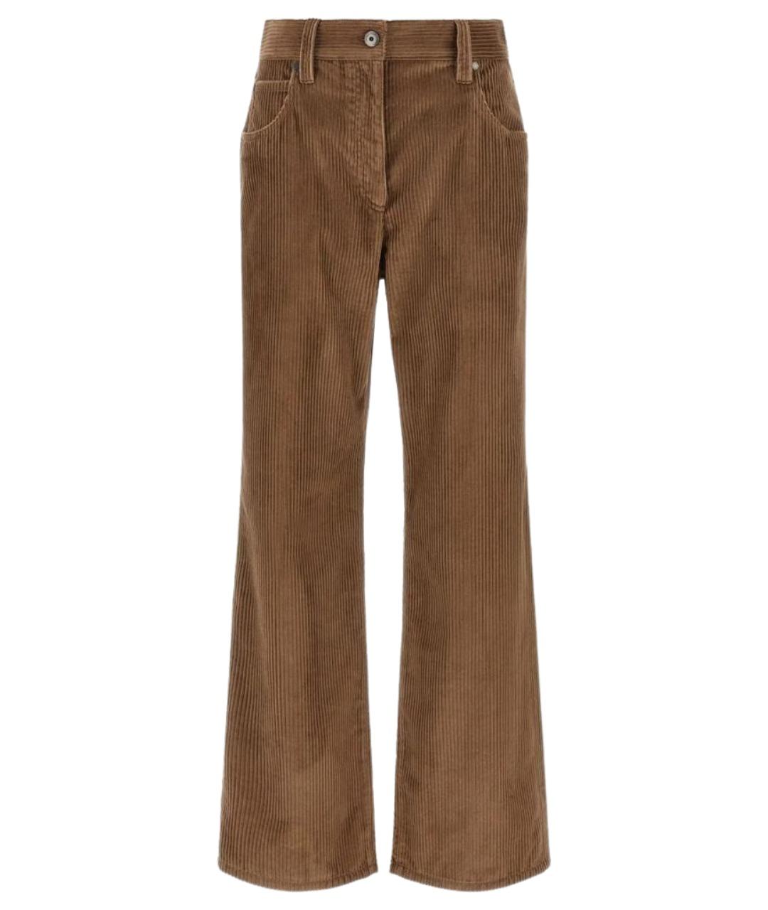 BRUNELLO CUCINELLI Горчичные хлопковые прямые брюки, фото 1