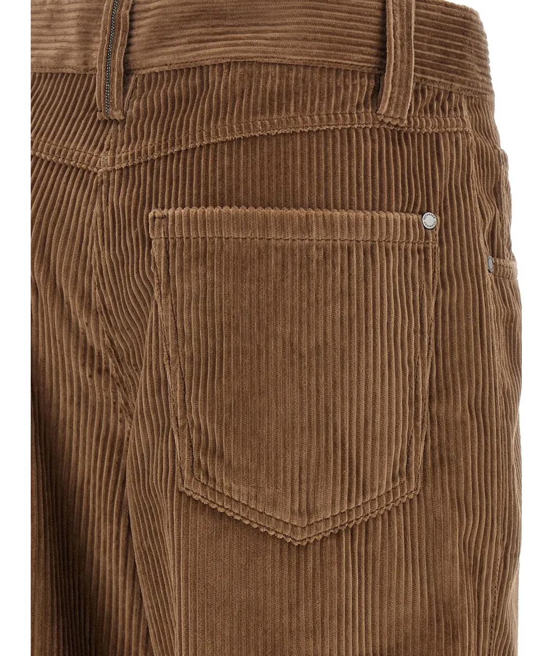 BRUNELLO CUCINELLI Горчичные хлопковые прямые брюки, фото 3