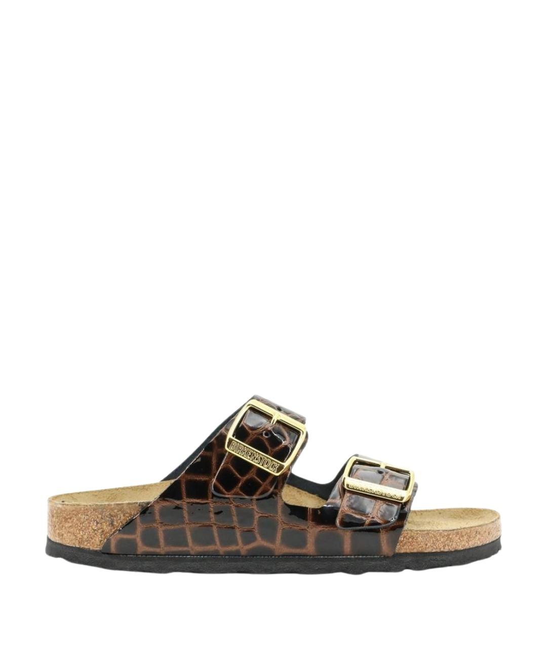 BIRKENSTOCK Коричневые кожаные шлепанцы, фото 1