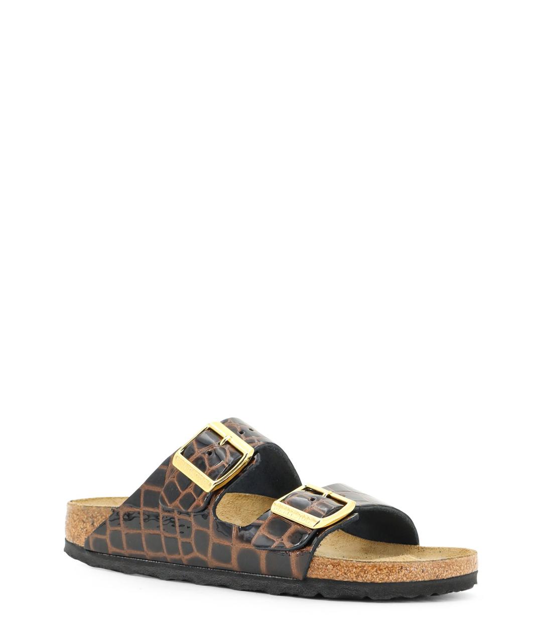 BIRKENSTOCK Коричневые кожаные шлепанцы, фото 2