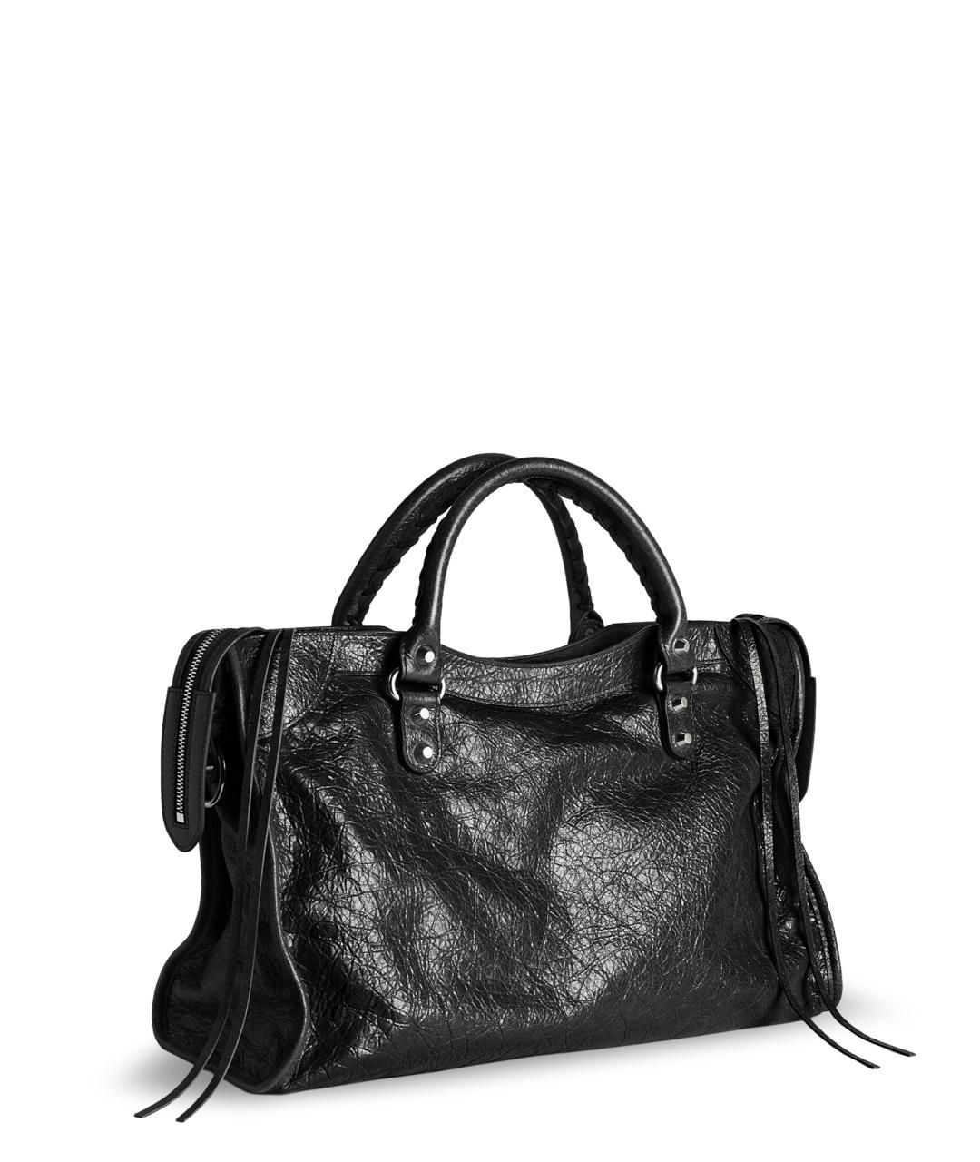 BALENCIAGA Черная кожаная сумка тоут, фото 2