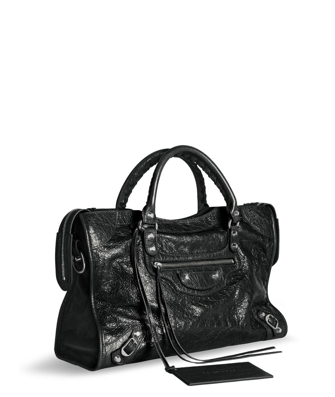 BALENCIAGA Черная кожаная сумка тоут, фото 3