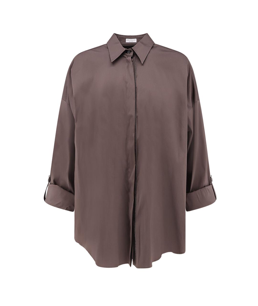 BRUNELLO CUCINELLI Коричневая хлопковая рубашка, фото 1